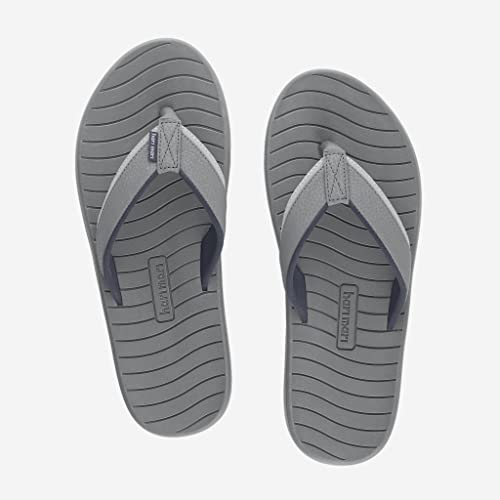 Hari Mari Brazos II Men's Flip Flops - Premium Rubber Water-Resistant Beach Sandals with Comfortable Memory Foam Leather Straps and Arch Support- Charcoal, Size 112