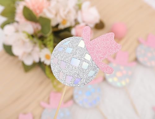 Disco Cowgirl Cupcake Toppers - Disco Ball Party Decorations, Set of 12 Cowgirl Birthday Cupcake Toppers, Disco Cowgirl Bachelorette Party Decorations
