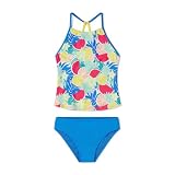 Speedo Girls' Printed High Neck Two Piece Tankini Set (Big Kid) Super Sonic