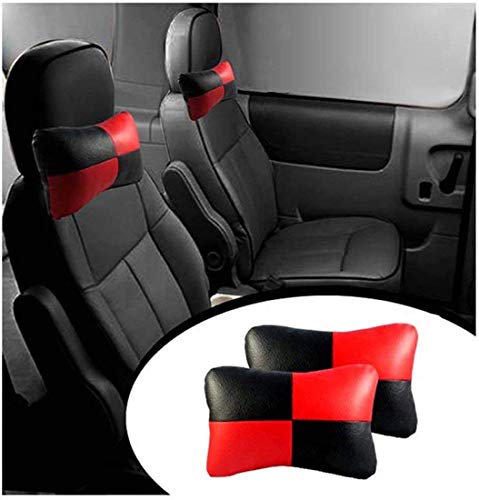 Image of Kozdiko Car Seat Pillow /Seat Cushion /Head Rest (Black /Red, Set of 2 Pcs) Neck Rest Pillow Square Chess Design for Renault Kwid