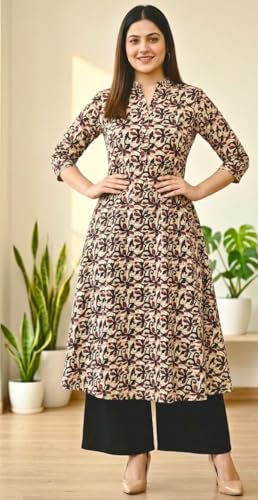 Image of CREATION & YOU Women Plus Size Cotton Printed Kurta with Pant Set | Work /Office Wear Kurta Set for Women