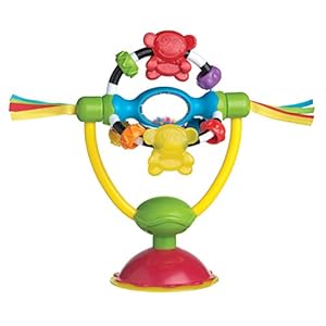 Playgro Roterende rammelaar met zuignap, kinderstoelspeeltje, BPA-vrij, vanaf 6 maanden, High Chair Spinning Toy, geel…