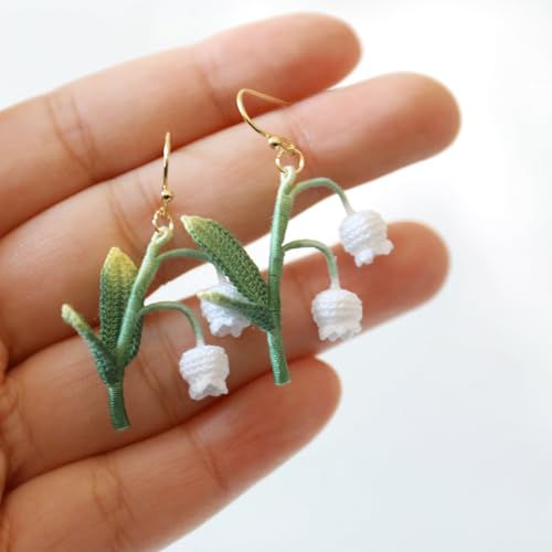 Handmade Lily of the Valley Earrings – Micro Crochet Floral Drop Earrings, Lightweight Jewelry Spring Nature-Inspired Gift for Women2