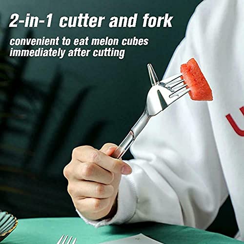 2-in-1 watermeloen vork snijmachine, watermeloen snijmachine met vork, gesneden watermeloen artefact, watermeloen verdeler, roestvrij staal watermeloen snijder mes (1sts) - Image 4