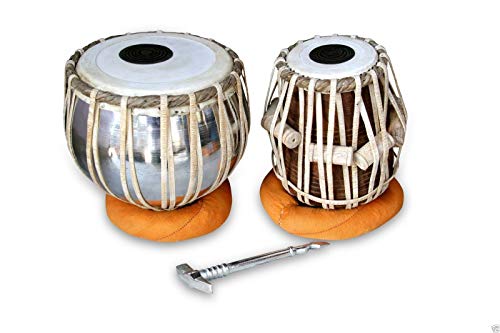 CHOPRA Student Tabla Drum Set, BRASS NICKLE Bayan HEAVY, Finest Dayan with, Hammer, Cushions & BAG