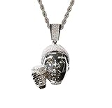 Men Women Custom made Beer Cup Lean Cup Savage Bad Boy Pendant 925 Italy White Gold Finish Iced Charm Ice Out Pendant Stainless Steel 3 mm Rope Chain, Money Team, Rope Necklace 16'- 24' (16)