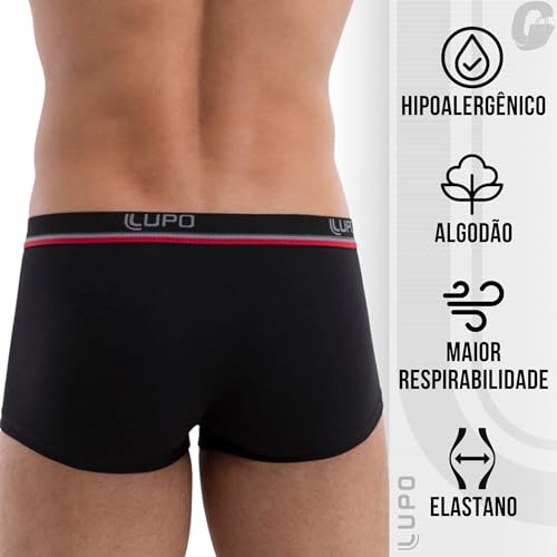 Kit 10 Cueca Lupo AM Sunga | Cuecas Sunga Lupo Algodão Masculino Adulto | Preto | P