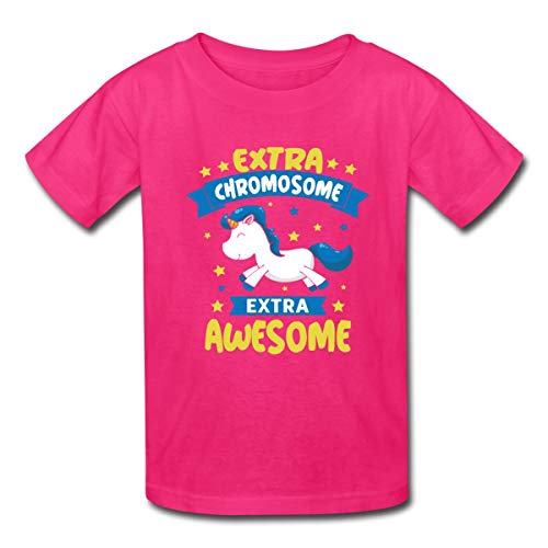 Down Syndrome Extra Chromosome Extra Awesome Kids' T-Shirt, Youth XL, Fuchsia