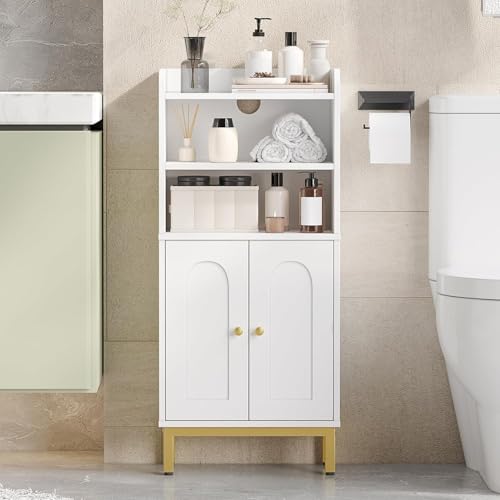 Hzuaneri Bathroom Storage Cabinet, Small Floor Cabinet with 2 Door and Shelves, Toilet Paper...