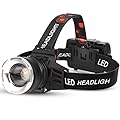 AMAKER LED Rechargeable Headlamp, 900000 Lumens Super Bright with 6 Modes & IPX7 Level Waterproof USB Rechargeable Zoom Headlamp, 90° Adjustable for Outdoor Camping, Running, Cycling, Climbing, Home
