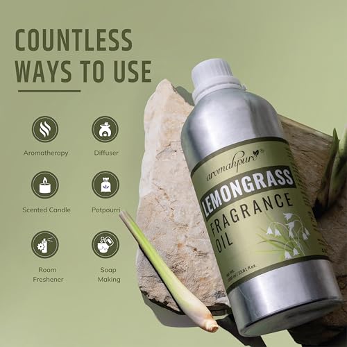 Image of Aromahpure Lemongrass Aroma Oil | 1 Liter Undiluted & Natural | Long-Lasting Scent for Aromatherapy, Candle & Soap Making, Diffusers, Room Freshener, Humidifier, Bathroom Revitalizer & Home Essentials