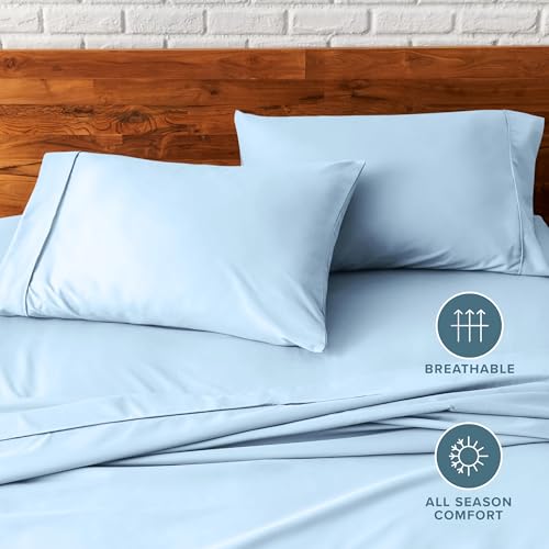 Image of Bare Home Microfiber Pillow Cases - Standard /Queen Size Set of 2 - Cooling Pillowcases - Double Brushed - Light Blue Pillowcases 2 Pack - Easy Care (Standard Pillowcase Set of 2, Light Blue)