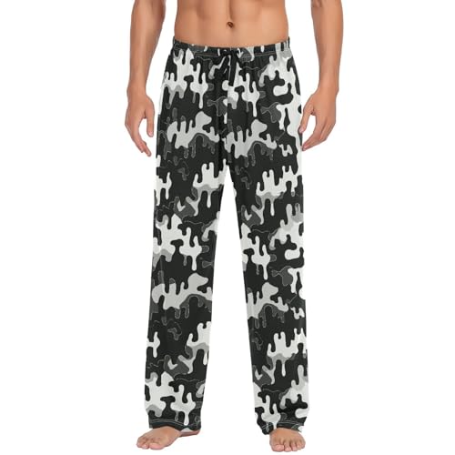 Men's Pajama Pants,Melting Camouflage Lounge Lightweight Sleep Bottoms Pants with Pockets Size S-XXL