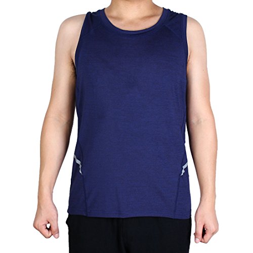 uxcell Adult Men Polyester Quick Dry Sleeveless T-Shirt, Activewear Vest, Training Exercise Sports Tank Top XL Navy Blue