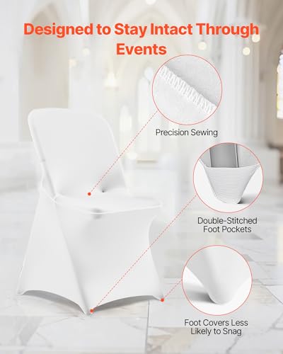 Image of VEVOR Chair Covers, Polyester Spandex Chair Cover, Stretch Slipcovers for Wedding Party Dining Banquet Flat-Front Chair Covers (White-c-XL, 30PCS)