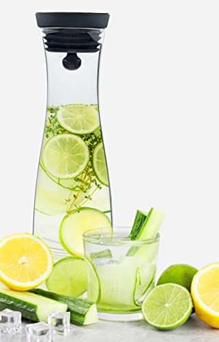 ArtOlo Glass Pitcher with Lid – Bedside Water Carafe, Mimosa Bar Fruits Infuser Pitchers – Iced Tea Maker, Beverage Dispenser - Lemonade, Juice Serving Jug, Milk Bottle for Refrigerator, 40fl oz. - Thumbnail 4
