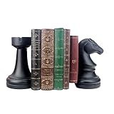 jinhuoba Decorative Bookends Chess Bookends, Black Heavy Book Ends Supports, Unique Book Kends Decor for Office Home Desk Bookrack, 7'(L) x4(W) x7(H), 1Pair/2Piece