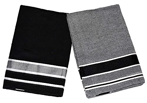 Ragini Men's 100% Cotton Colour Dhoti (Black Lungi and Grey Lungi)