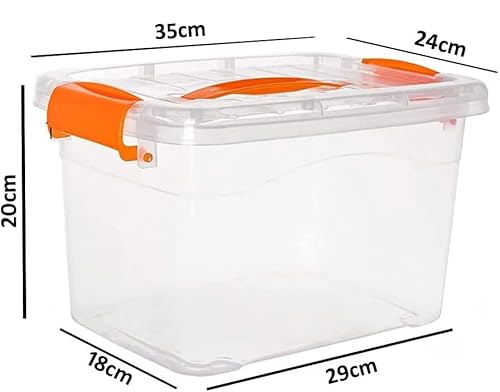 Premify 20L Clear Plastic Storage Box – Large Stackable & Lockable Organizer Container with Lid for Home, Office, Kitchen & Garage Storage