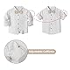 Volunboy Baby Jungen Anzug, Kinder Leinen Langarm Hemd mit Fliege + Hosenträger Hosen 4 Stück Anzug(Helles Khaki,12-18 Monate,Größe 80)