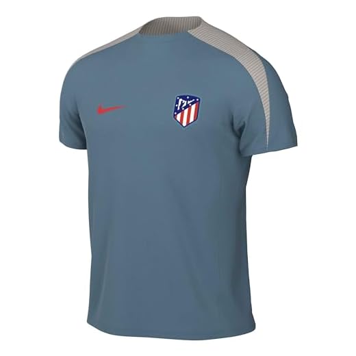 Nike Atletico Madrid Shirt ATM M NK DF Strk SS Top K, Noise Aqua/Lt Iron Ore/Lt Crimson, FN9809-454, L