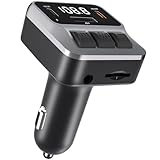 SYENGKKY Bluetooth 5.3 FM Transmitter for Car, Bluetooth Car Adapter with Dual Type-C PD(30W) Charger Port and QC3.0 USB Port, Handsfree Calling and Audio Receiver, Support AUX, U Disk, TF Card