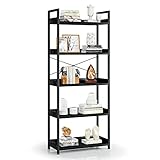 APPOLYN 5 Tier Bookshelf with 2 Hooks, Tall Bookcase, Modern Book Shelves Organizer, Bookshelves for