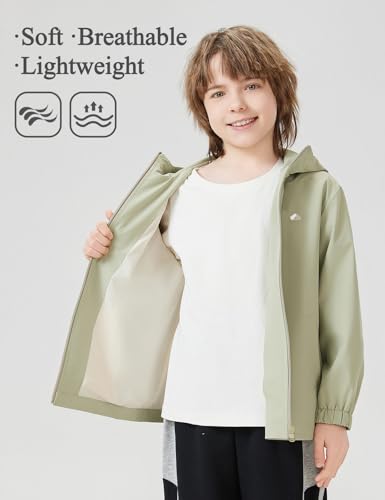 Image of Kids Rain Jacket Lightweight Waterproof Rain Coats Outerwear with Hood for Boys Girls Size 5-15