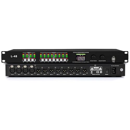 Procesador de audio digital, efector de preetapa de 4 en 8 salidas, ecualizador gráfico con pantalla LCD, reducción inteligente de ruido para micrófonos