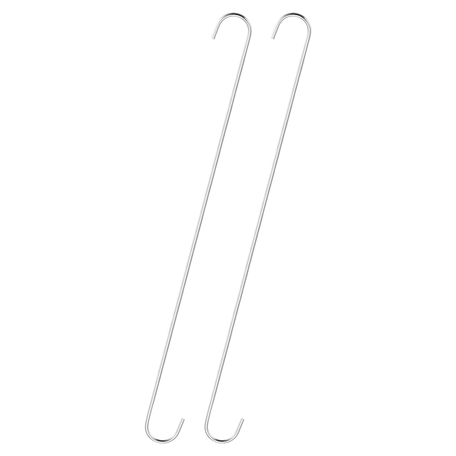 Unifizz S Hooks 20inch/500mm Extra Long Heavy Duty Metal Hanging Hooks, 2Pcs Steel Hangers for Indoor Outdoor Use in Garden, Closet, Workshop, Kitchen, Silver