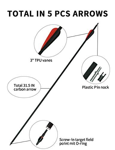 Longbowmaker Archery Traditional Recurve Bow Set For Adult Hunting Bow And Arrow Set For Beginner With 5Pcs Carbon Arrows For Practice-35Lbs #TOP1