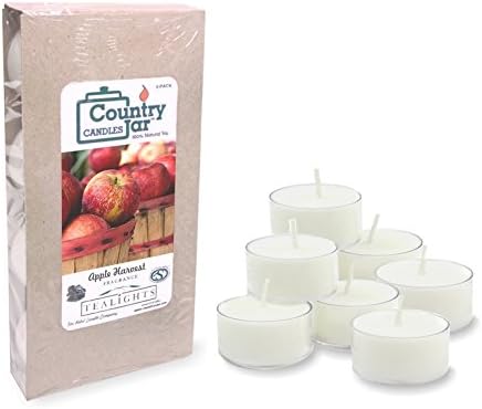 Country Jar Apple Harvest Tea Light Candles, (8-Pack/.75 oz. ea.) 100% Natural Soy