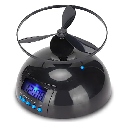 Novelty Digital LED Alarm Clock,Gadget Run Away Flying Alarm Clock for Bedroom/Office/Home/School,Rolling Helicopter Chopper Propeller Clock Creative Gift