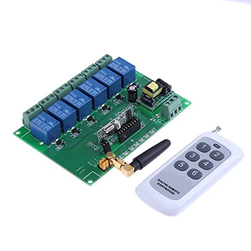 Calvas RF Remote Module 110-240V 6 Channel RF Relay Module Board Remote Control Switch for electronically operated gate