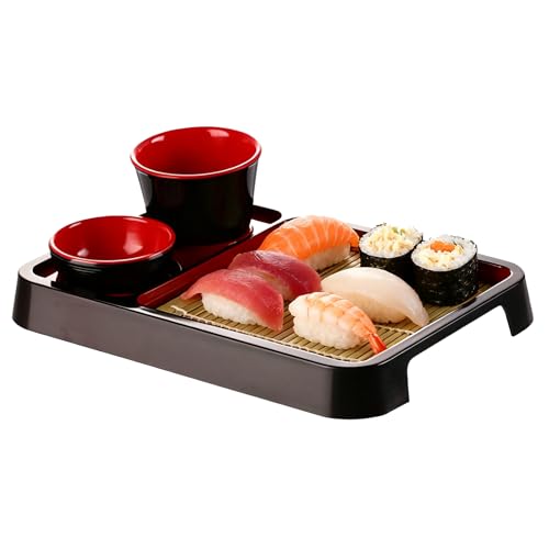- Cuenco para servir - Placa para pasta con estera de drenaje | Plato japonés sin deslizamiento para cocina, restaurante, buffet | Ideal para entrantes, salsas, especias, postres, té, cenas y sushi -P