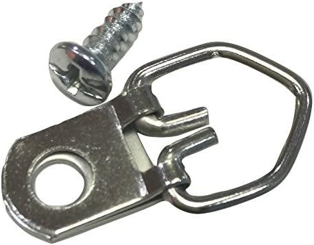D Ring Picture Frame Hangers 100-Pack Nickel Plated Medium Size Strap Hangers for Home Decor, Artwork, Mirror, Paintings. Matching Screws Included