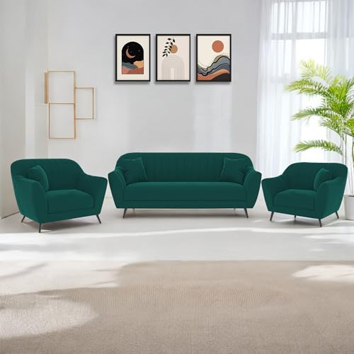 Image of Atticus 3+1+1 Seater Sofa Set for Living Room (Pine Colour) Premium Fabric Sofa