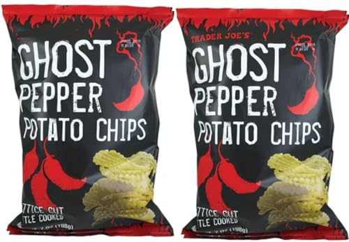Trader J’s Ghost Pepper Potato Chip Lattice Cut Kettle Cooked 7oz 198g (Two Bags)