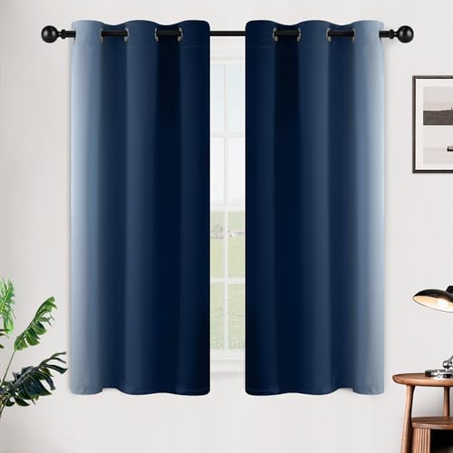 Image of SimpleHome Ombre Room Darkening Curtains 54 inches Length for Bedroom,Grommet Gradient Light Blocking Blue Gradient Window Curtains for Living Room,2 Panels, 42x54 inches