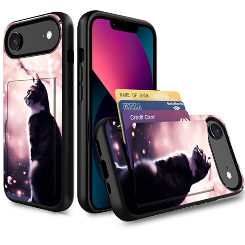 Étui portefeuille iPhone Air antichoc double couche anti-chute chat