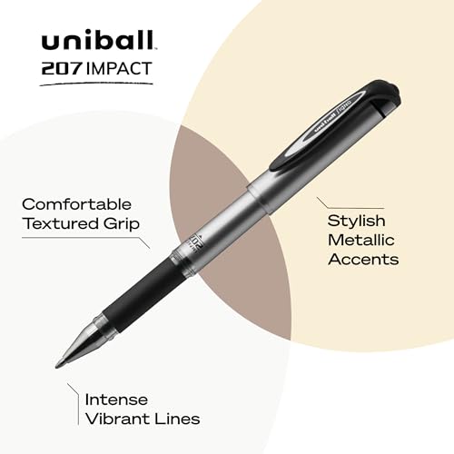Image of Uniball 207 Impact Gel Pen Refills, Bold Point (1.0mm), Black Ink, 2 Pack