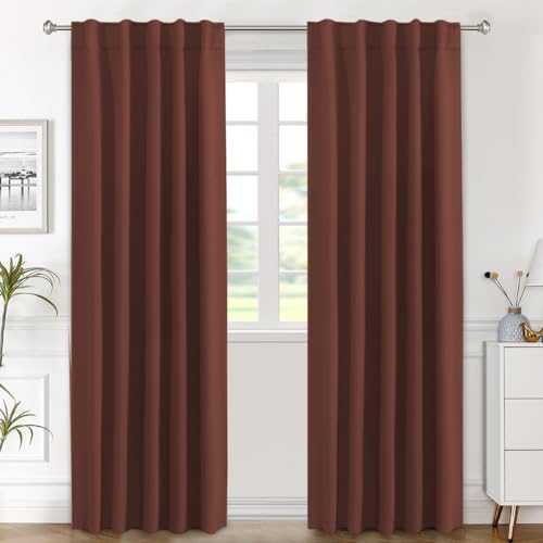 Image of H.VERSAILTEX Blackout Curtains Thermal Insulated Window Treatment Panels Room Darkening Blackout Drapes for Living Room Back Tab /Rod Pocket Bedroom Draperies (2 Panels, Rust, 42 x 84 Inch)