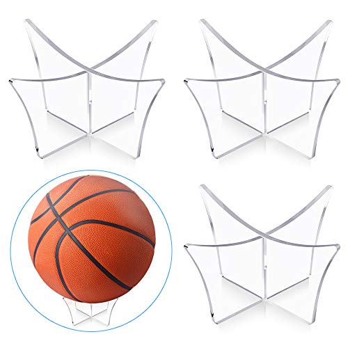 Heqishun 3 Pcs Soporte de Acrílico de Pelota Base de Soporte de Soporte de Exhibición Transparente Soporte de Bola para Voleibol, Fútbol, Baloncesto y Rugby