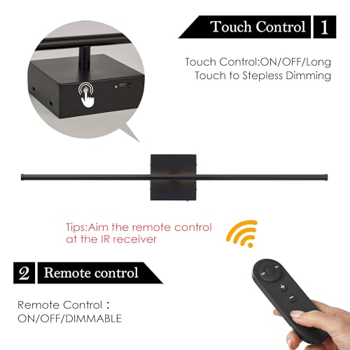 Image of KARTOOSH 40.1 Inch Wall Sconces Battery Operated for Living Room Black | Rechargeable Wireless Wall Lamp Set of 2, 3000K Warm White Dimmable Wall Light Remote Control Indoor Lighting for Bedroom