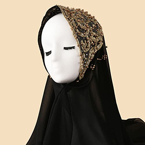 Meyaus Women Fashion Beading Chiffon Muslim Head Scarf Arabic Hijab Long Scarf Wrap #TOP1