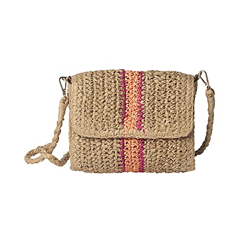 Becksöndergaard Bolso Raya Dia Bag Nature/Beige – Bolso de mano para mujer, 100% rafia con cierre magnético, 22 x 16 cm, beige