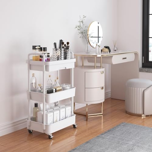 Wuciray 3/4 Niveles Carrito Auxiliar con Ruedas Carro Almacenaje con Ruedas e Cajones Verdulero Auxiliar Carrito Organizador para Cocina Baño - imagen 7