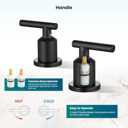 Robinet de salle de bain large 3 trous pour vasque moderne - 7