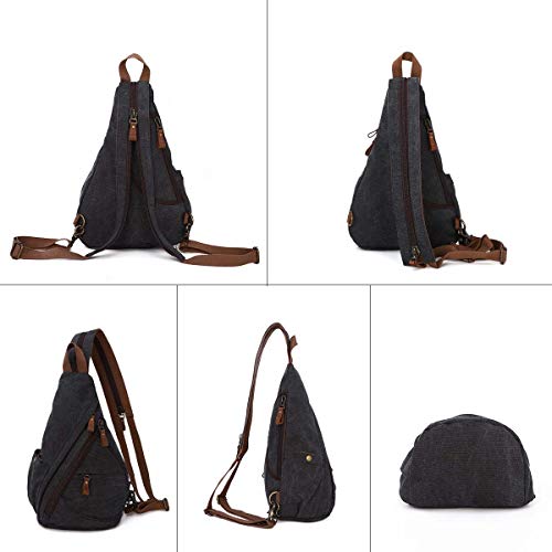 KL928 Canvas Sling Bag - Small Crossbody Backpack Shoulder Casual Daypack Rucksack for Men Women - Thumbnail 6