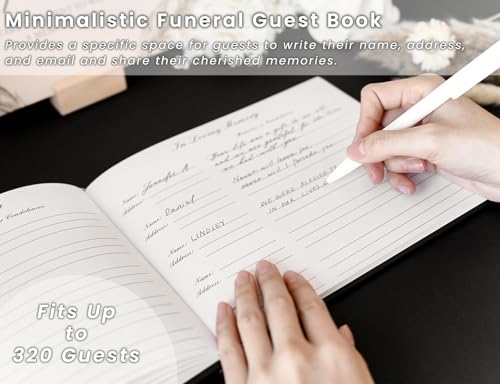 Image of Funeral Guest Book for Celebration of Life, in Loving Memory Sign in Book | 320 Entries, Table Sign Card Included, Gold Stamping, Twill-Textured Paper Cover, Memorial Keepsake, 9x7.5 inch, Tree